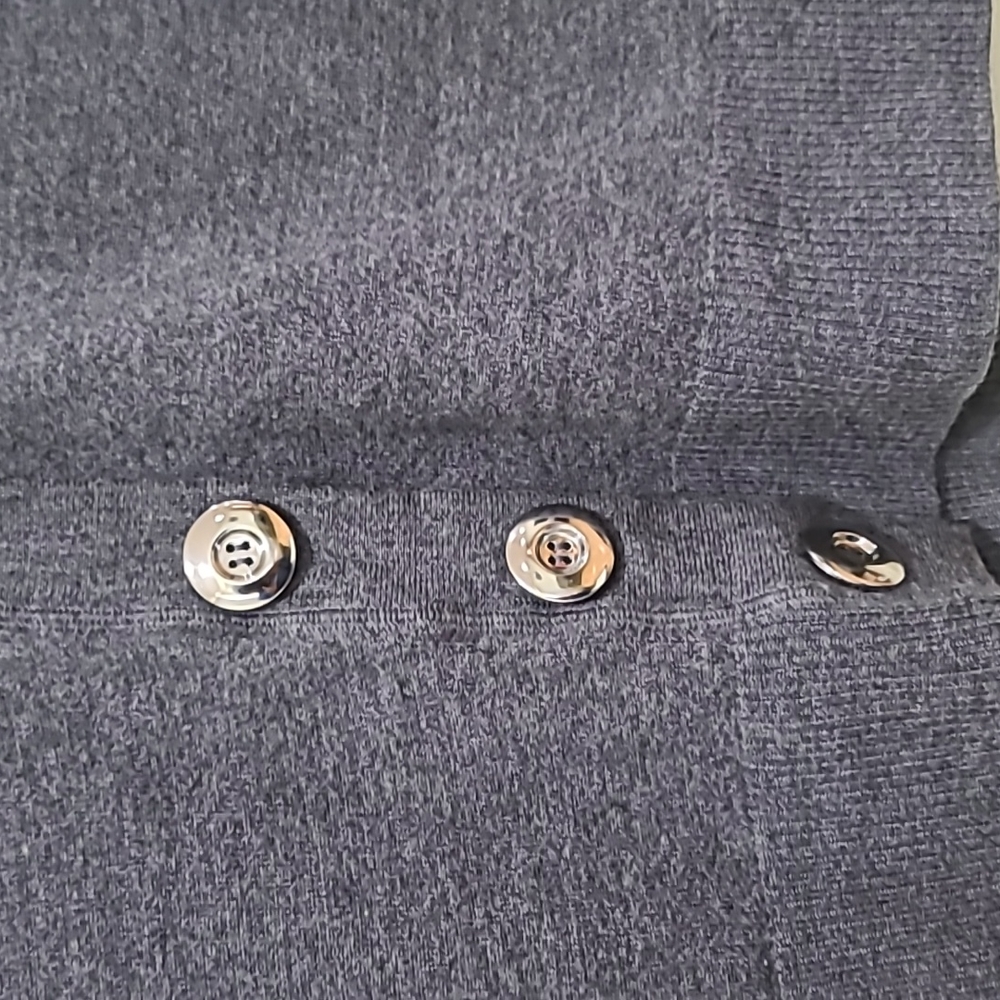 Lady Hathaway Cardigan Sweater Sz L Button-Down 100% Extra Fine Merino Wool Gray - Picture 4 of 10